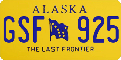 AK license plate GSF925