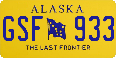 AK license plate GSF933