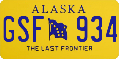 AK license plate GSF934