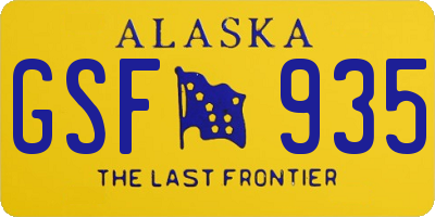 AK license plate GSF935