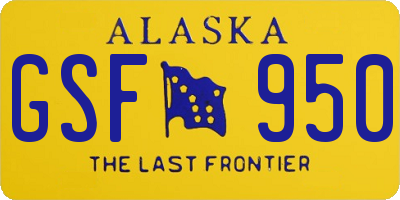 AK license plate GSF950