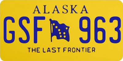 AK license plate GSF963