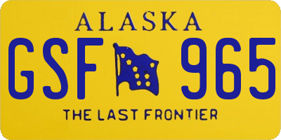 AK license plate GSF965