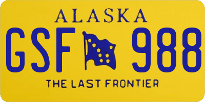 AK license plate GSF988
