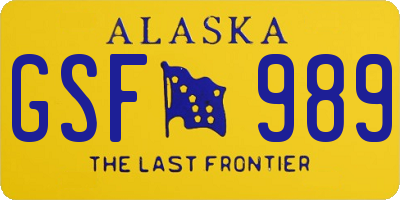 AK license plate GSF989