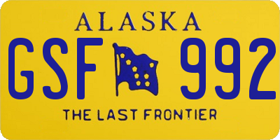 AK license plate GSF992