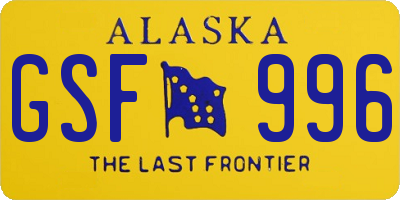 AK license plate GSF996