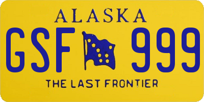 AK license plate GSF999