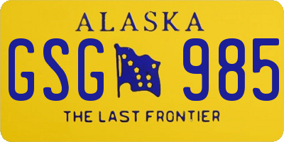 AK license plate GSG985