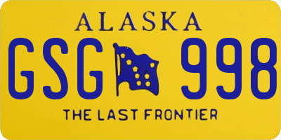 AK license plate GSG998