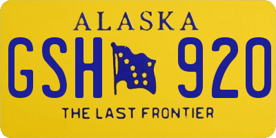 AK license plate GSH920