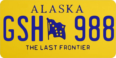 AK license plate GSH988