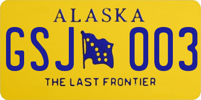 AK license plate GSJ003