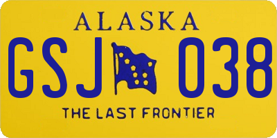 AK license plate GSJ038