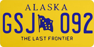 AK license plate GSJ092