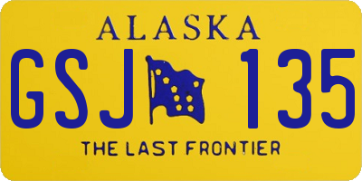 AK license plate GSJ135