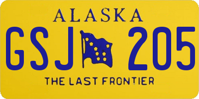 AK license plate GSJ205