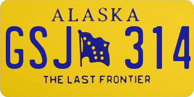 AK license plate GSJ314