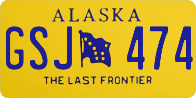 AK license plate GSJ474