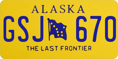 AK license plate GSJ670