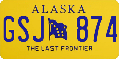 AK license plate GSJ874