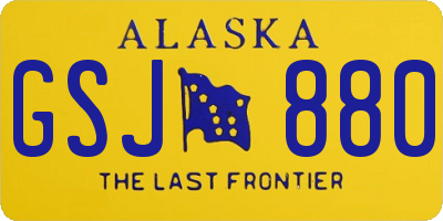 AK license plate GSJ880