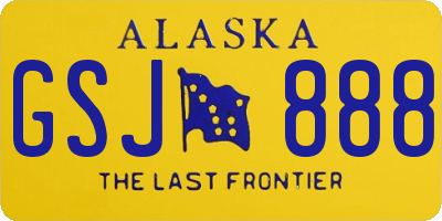 AK license plate GSJ888