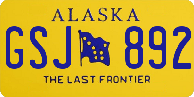 AK license plate GSJ892