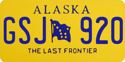 AK license plate GSJ920