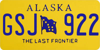 AK license plate GSJ922