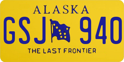 AK license plate GSJ940