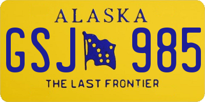 AK license plate GSJ985