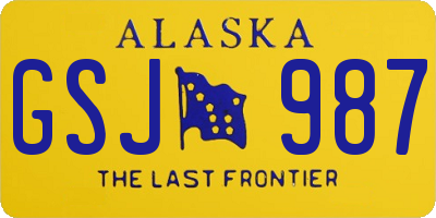 AK license plate GSJ987