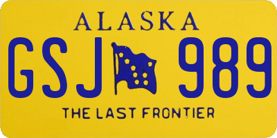 AK license plate GSJ989