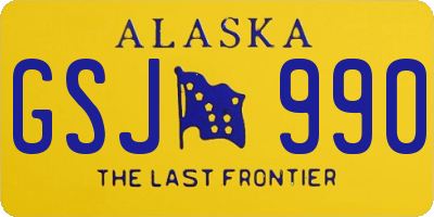 AK license plate GSJ990