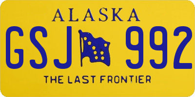 AK license plate GSJ992