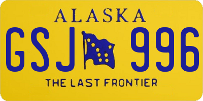 AK license plate GSJ996