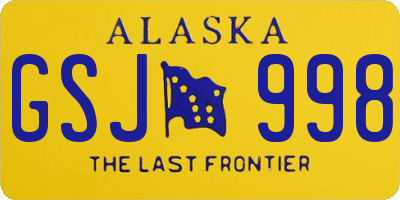 AK license plate GSJ998