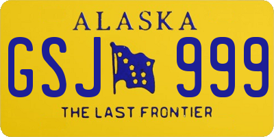 AK license plate GSJ999