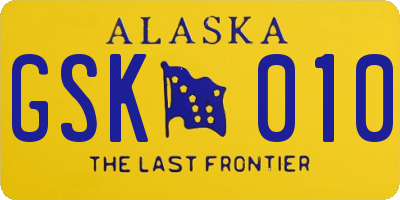 AK license plate GSK010
