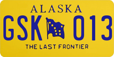 AK license plate GSK013