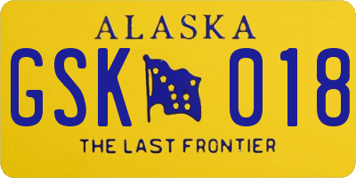 AK license plate GSK018