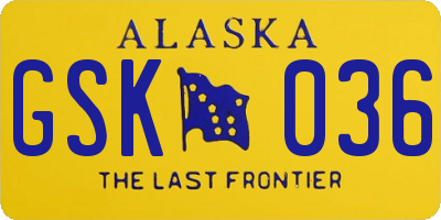 AK license plate GSK036