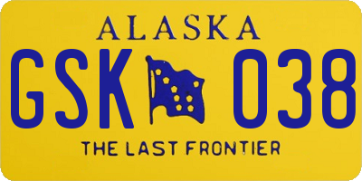 AK license plate GSK038