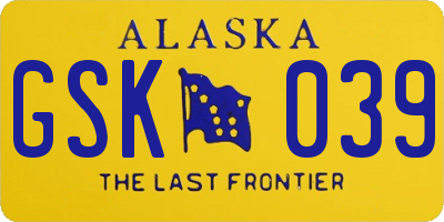 AK license plate GSK039