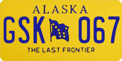 AK license plate GSK067