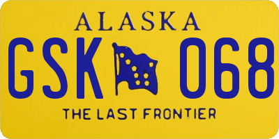 AK license plate GSK068