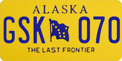 AK license plate GSK070