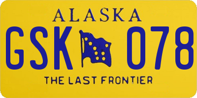 AK license plate GSK078