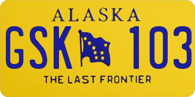 AK license plate GSK103